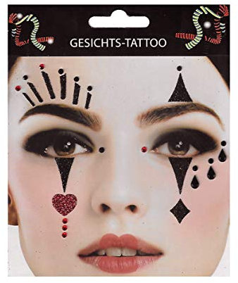Gesichtstattoo Pantomime Pierrot Clown Tattoo Karneval Fasching Hautaufkleber