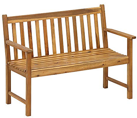 Dehner Gartenbank Mykonos, 2-Sitzer, ca. 120 x 89 x 61 cm, aus FSC® - zertifiziertem Akazienholz, braun