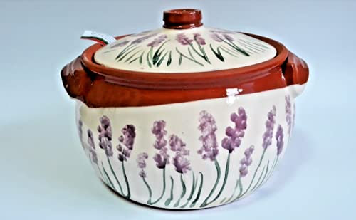 Ceramic Casserole Hand Made and Crafted Amazing COOKWARE- 4L-Round Pot with LID Flowers