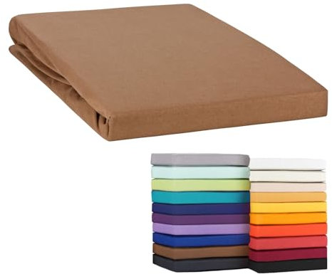Moon-Classic Topper Spannbettlaken Spannbetttuch 90x200-100x220 cm Jersey aus 100% Baumwolle (Tabak)