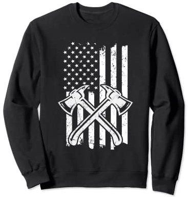 Patriotic USA Flag Axe Throwing Hatchet Woodcutter Sweatshirt