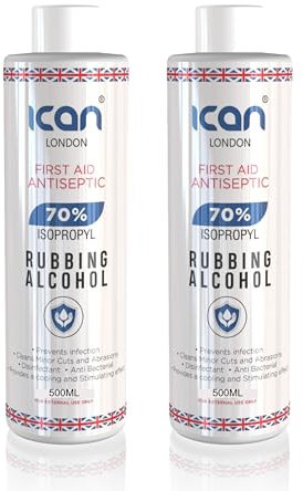 ican london isopropyl rubbing Alcohol 70% First aid Antiseptic 1 litre (2 x 500ml)