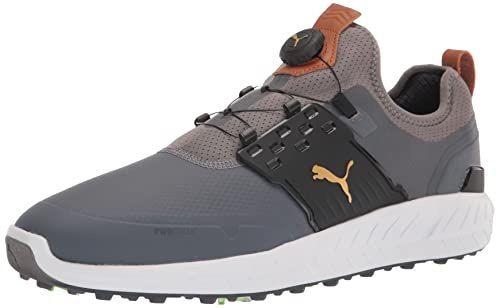 Puma Ignite Articulate Disc, Zapatos de Golf Hombre, Quiet Shade Team Gold Black, 42.5 EU
