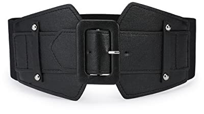 SYMOL Breiter Gürtel Damen für Kleid Elastischer Taillengürtel 70CM-160CM Große Taille Vintage Stretchy Hüftgürtel Damengürtel Gold O Schnalle.(Schwarz,Taille:110CM-130CM)