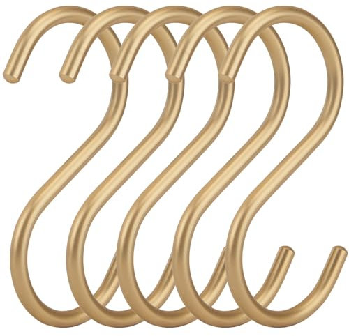 20Pcs Gold S Hooks,4.3inch Aluminum Alloy S Shaped Universal Hooks,Heavy Duty S Hanger Hooks,Utility S Hooks for Bathroom,Cloakroom,Kitchen Pots Pans Cups