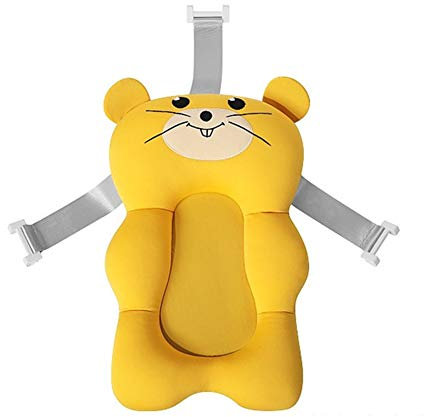 FIYSON Baby-Bad-Kissen,Badewannenkissen Neugeborene Multi Funktions-Baby-Sitzauflage,50 * 34cm Kissensitz Rutschfeste Badewannen-Pad Baby-Dusche Schwimmendes Badebett (Maus)