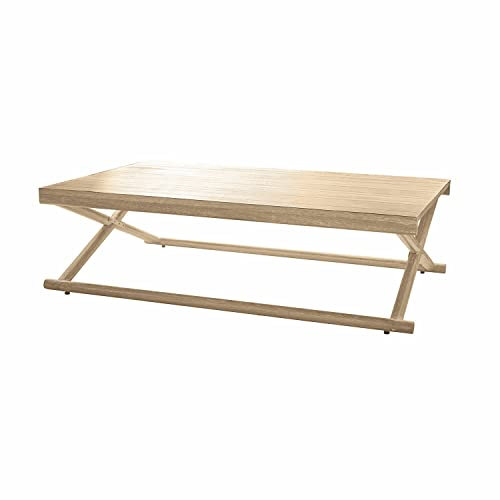 Loberon Couchtisch Roussilion, hochwertig gearbeitet, Glatte Oberflächen, Gestell im Kreuzbein-Look, helles Finish, Sofatisch, Wohnzimmertisch, Mangoholz, braun