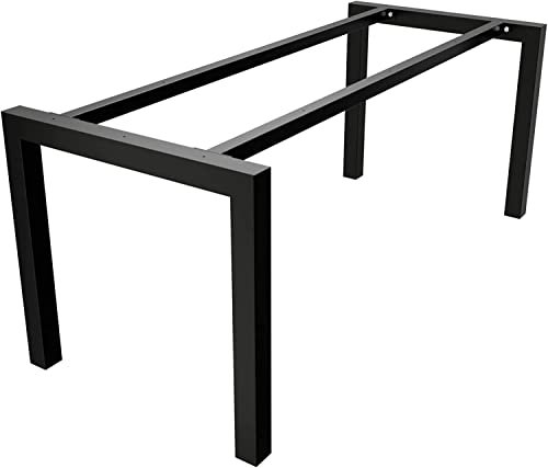 MetaloPro Tischbeine Metall, Schwerlast Stahl Schreibtisch Beine, Tischkufen Schwarz und Schrauben, Bodenschoner, Trapez Tischgestell für Moderne Couchtisch, Esstisch, Wohnzimmertisch – 120x70x72 cm