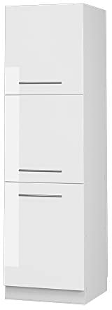 Vicco Herdumbauschrank Fame-Line, Herdschrank, Weiß Hochglanz/Weiß, 60 cm