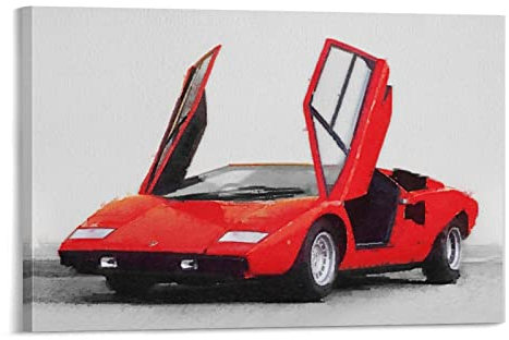 Supercar Poster für Lamborghini Countach Sportauto-Poster, dekoratives Gemälde, Leinwand, Wandposter und Kunstbild, modernes Familien-Schlafzimmer, Dekoration, Poster, 60 x 90 cm