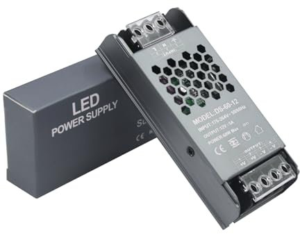 AC180V ~ 240V zu DC 12V 5A Netzteil Schaltnetzteil, Industrielle Spannungsregulierung am Ausgang Konverter, 60W Netzteiladapter Transformator für LED Streifen LED Beleuchtung