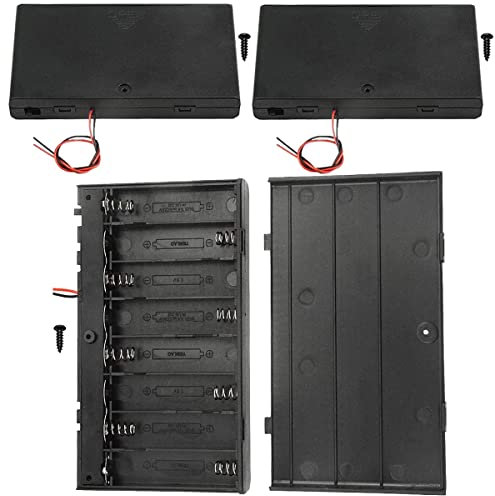 MKBKLLJY 3Pcs 8 AA 12V Thicken Battery Holder Base Box Black Battery Case Holder with ON/Off Switch,Wire,Cover and Mounting Screws,for DIY and dc equipment