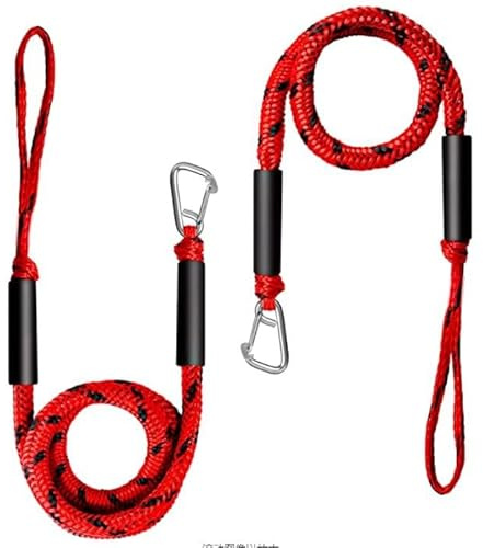 Bungee-Dockleine für Boot, 1,2 m Festmacher mit Haken für Boote, dehnbares Dock-Seil, Zubehör, Ponton, Jetski, Kajak-Zubehör mit Clip aus 316 Edelstahl (blau) (rot und weiß), 2 Stück