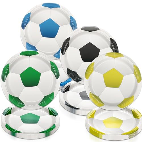 PTECDROTS 40 Pcs Football Party Decorations - Including 9 Football Pattern Plates, Disposable Plates for Kids' Sports Event & Game Day Birthday Party Supplies
