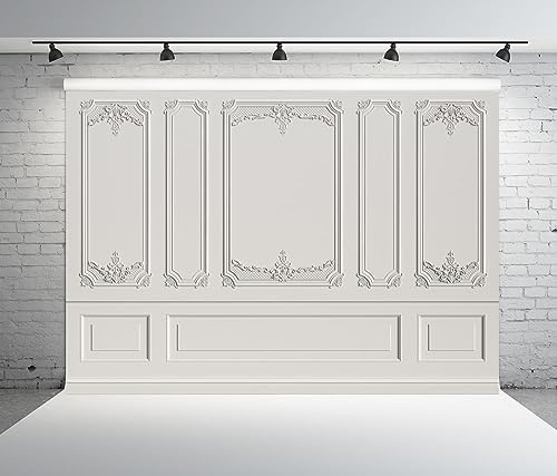 BELECO 1.5x1m Stoff Vintage Zimmer Interieur Hintergrund Europäischer Rahmen Klassische weiße Wand Foto Hintergrund Leerer Raum Klassischer Hintergrund Wohnzimmer Tapeten Dekorationen