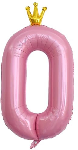 ASTARON Luftballon 0 Rosa Zahl 0 Ballon 40 Zoll Zahlenballon für Geburtstag Party Dekorationen, rosa Zahl Ballons mit Krone für Jahrestag Dekorationen Mädchen Geburtstag Party Dekoration