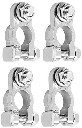 Trintion 2 Pair Batterieklemmen Polklemmen M8 Batterieanschluss Bolzen Schwere Ausführung 12V 24V Plus und Minus für Autobatterie Auto Caravan Batterieanschlussklemmen für Motorräder Autos Schiffe