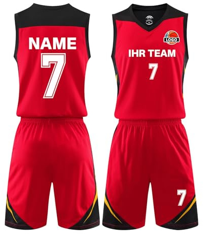 Benutzerdefiniert Basketball Trikot mit Eigenem Namen Kinder Nummer Team Logo Basketball Shirt & Short