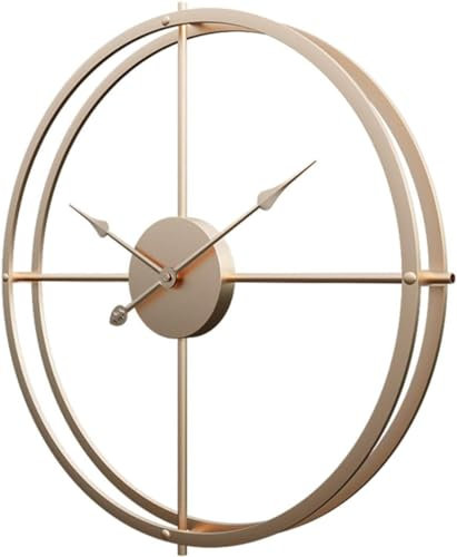oumao 60CM Wanduhr Groß Metall Hohl Retro Einfach Stil Wanduhr, Lautlose Vintage wanduhr für Küche Wohnzimmer Schlafzimmer Büro - Champagner Golden