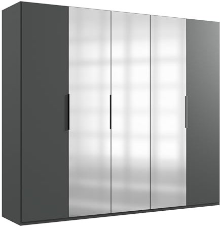 möbelando Falttürenschrank >Everly< in Graphit - 250x216x58cm (BxHxT)