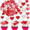 SYKYCTCY 80 Pack Edible Valentines Day Cupcake Toppers Red and Pink Sweet Love Heart Cupcake Picks Happy Valentine's Day Cake Decorations for Valentine's Day Theme Party Supplies