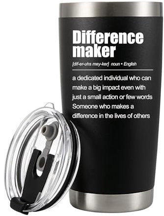 Difference Maker Definition - Vaso inspirador para mujeres, hombres, líderes, amigos, profesores, mamá, papá, regalos motivacionales, vaso aislado al vacío, taza de viaje de acero inoxidable con