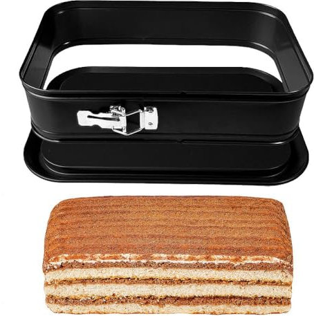 FOGARI Moldes rectangulares | 24 x 14 cm, molde rectangular para tartas de queso antiadherente con base extraíble a prueba de fugas
