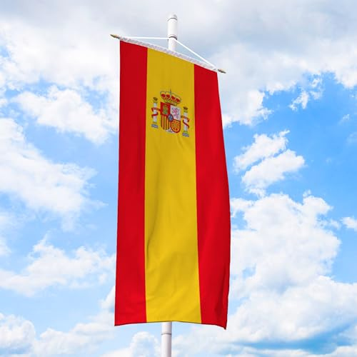 Spanien Flagge 120 x 300 cm - für Fahnenmast, Spanienfahne aus reißfestem Fahnen-Polyester-Stoff, Bannerfahne wetterfest und UV-beständig