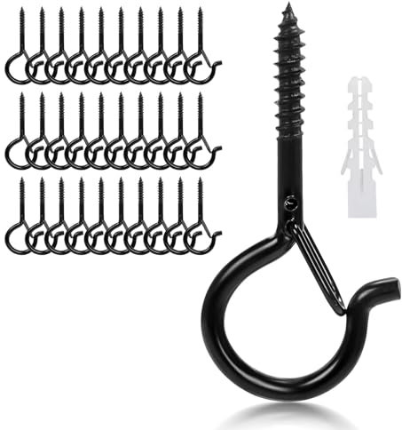 LYCXAMES Schraubhaken, 30 Stück Edelstahl Hakenschrauben mit Sicherung, Haken zum Schrauben, Deckenhaken Wandhaken zum Aufhängen Topfplanzen, Lichte