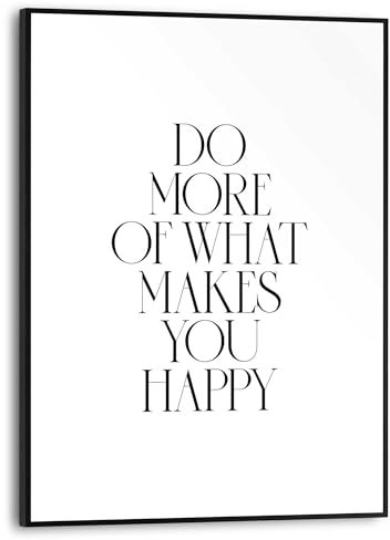 REINDERS Gerahmtes Bild, More Happiness, Home Office, Poster, Wanddeko, Room Decor, MDF, Schwarz-Weiß, 40x30cm