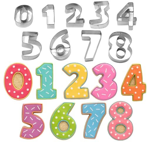 9 Pièces Emporte Pièce Numéro, Emporte Pièce Chiffres Ensemble Emporte-Pièces 0-8 Chiffres Moule à Biscuits En Acier Inoxydable, Moule Number Cake Pour Biscuit Gâteau Bonbons Gélifiés Chocolat