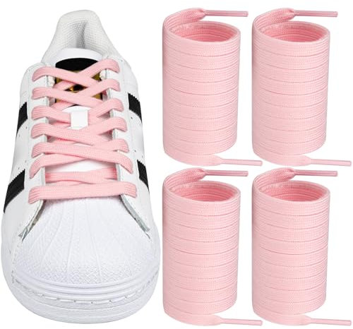Endoto 2 Paia Lacci per Adidas Superstars Grand Court scarpe da ginnastica, Stringhe Laccio di Ricambio larghi piatti Shoelaces Laces (Rosa, 55 pollici)