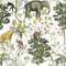 VEELIKE Papier Peint Jungle Exotique Papier Peint Animaux Papier Peint Autocollant Motif Tropical Éléphants Girafe Singe Fleurs Papier Peint Adhesif Mural Chambre Enfant Salle de Bain 44,5cmx300cm