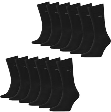 PUMA Herren Business Socken Strümpfe Classic Socks 6 Paar, Farbe:Schwarz, Größe:39-42, Artikel:-200 black