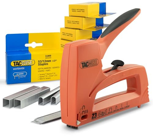 Tacwise 1788 Z3 4-EN-1 Grapadora/Clavadora para Uso Intensivo con 10.000 Grapas Tipo 53/12 mm, Utiliza Grapas Tipo 53 y CT-60, Clavos y Clavos sin cabeza Tipo 18G