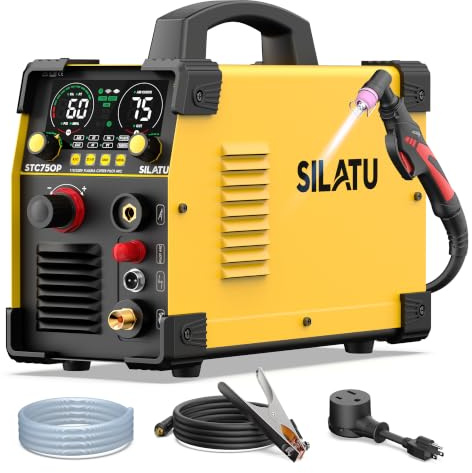 SILATU Plasmaschneider, Pilot Arc 110/220V Dual Voltage STC750P 75A Luftplasmaschneider Digitalanzeige Plasmaschneidmaschine