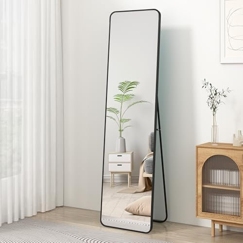 Dee.Romg Spiegel Groß 160x50 cm Ganzkörperspiegel für Wand und Boden, Standspiegel und Wandspiegel in einem Groß Mirror in Schwarz Spiegel für Schlafzimmer, Ankleidezimmer, Flur und mehr