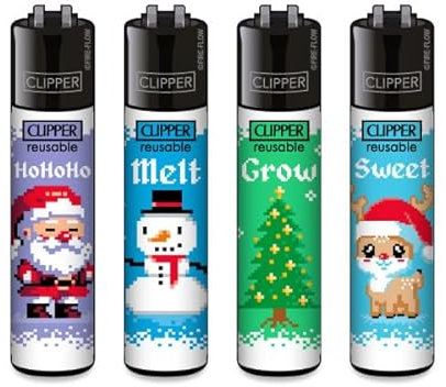 Clipper Feuerzeuge Winter Pixel (4er Set)