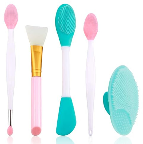 6 Pezzi Spazzola Detergente Viso Manuale, Spazzola Esfoliante per il Viso Kit di Spazzole Detergenti in Silicone per Viso e Labbra Faccia Strumenti per la Cura Della Pelle per Tutti i Tipi di Pelle