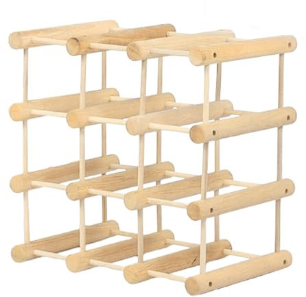 MODO24 Weinregal Modular Tanne, für 12 Flaschen oder mehr, Flaschenregal, Weinständer, Getränkeregal, Flaschenständer, Massivholz, 1 Modul, ModAbm 36x36x24 cm, für Küche, Esszimmer, Natur unbehandelt