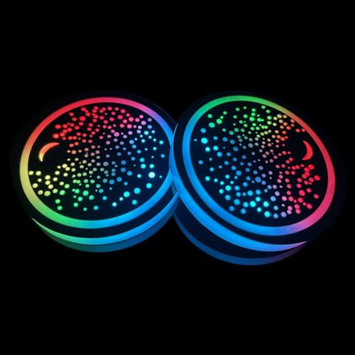 2 Pcs LED Car Cup Holder Lights,USB Charging Car Coasters,7 Colors Luminescent Light Cup Pad,Luminescent Cup Pad Interior Atmosphere Lamp Decoration Light (Starry Sky)