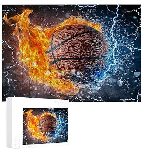 Puzzle 2000 Teile Erwachsene Flame Basketball 100 x 70 cm, 3D Visuelle Wooden Puzzle, DIY Craft Bastelpuzzles für Heimdekoration, Geschenkbox, Familie herausforderndes Puzzles F-360