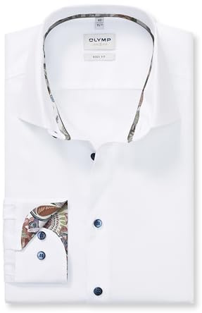 OLYMP Herren Oberhemd Langarm Level Five,Faux Uni,366 Level 5 Body fit (15.05.2015 - F16),21 New York Kent-2,Weiss 00,40