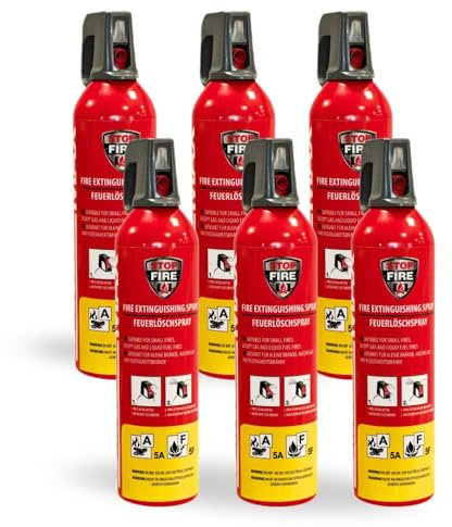 notlok Safety Work - 6X 750g Mini Extincteur Maison sans Fluor | Mousse Extinguante Douce pour la Peau pour Feux de Classe A, F & E jusqu'à 1000V | Extincteur Voiture, Extincteur Bateau