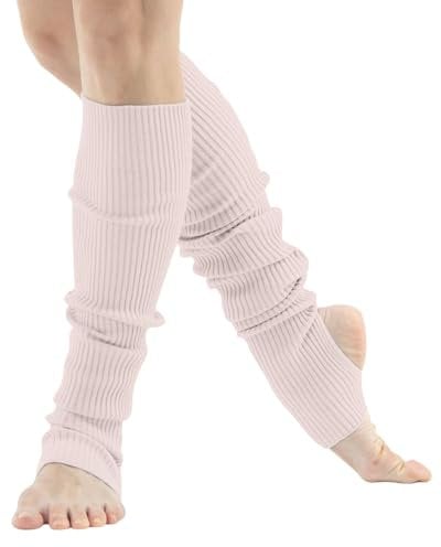 Generisch 2025 Leg Warmers for Women Dance & Yoga Open Toe & Heel Dance Socks Eighty's 80s Ribbed Party Socks Warm Sports Socks Stockings Family, Light pink, One size