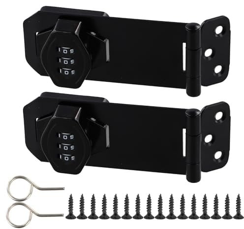 Anseom Serratura a combinazione per porta, 10,2 cm, serratura a combinazione digitale con viti, serratura per porta in metallo, serratura a 3 cifre, con password, per armadi, porte e giardini (nero)