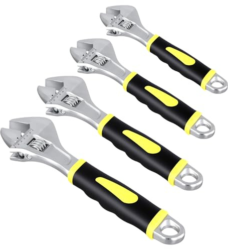 TAICHEUT 4PCS Adjustable Spanner Set, 6/8/10/12 Inch Heavy Duty Adjustable Wrench Metric Shifter Spanners with Soft Grip Handle for Pipe Repair, Home, Garage