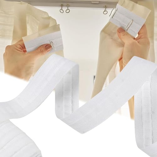 ZexJpr Gardinenband Kräuselband 60m x 2.5 cm Kräuselband Gardinen, Weiß Gardinenband Zum Aufnähen, Aufbügeln, Ideal Für DIY Gardinen Und Fensterdekoration, Dekorative Vorhänge