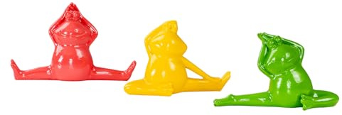 levandeo 3er Set Frosch Deko Yoga Rot Gelb Grün Dekofigur Yogapose Tischdeko Geschenk Skulptur Wohndeko Regaldeko Deko Yogaraum