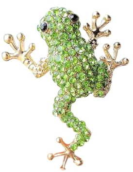 Rudiaoa Funkelnde Kristall-Brosche mit Fröschen, elegante Strass-Dekoration, Schmuck für Damen, Kleid, Mantel